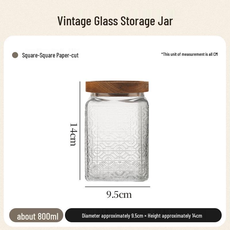 Retro geprägtes Glas Vorratsglas für Getreide, Lebensmittel und Tee - Versiegelter Küchenbehälter