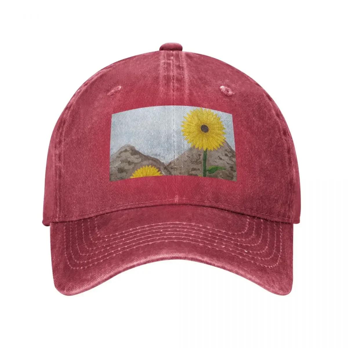 Block Sunflowers- Acrylic Baseball Cap derby hat Rave black Golf Wear Unisex Women s