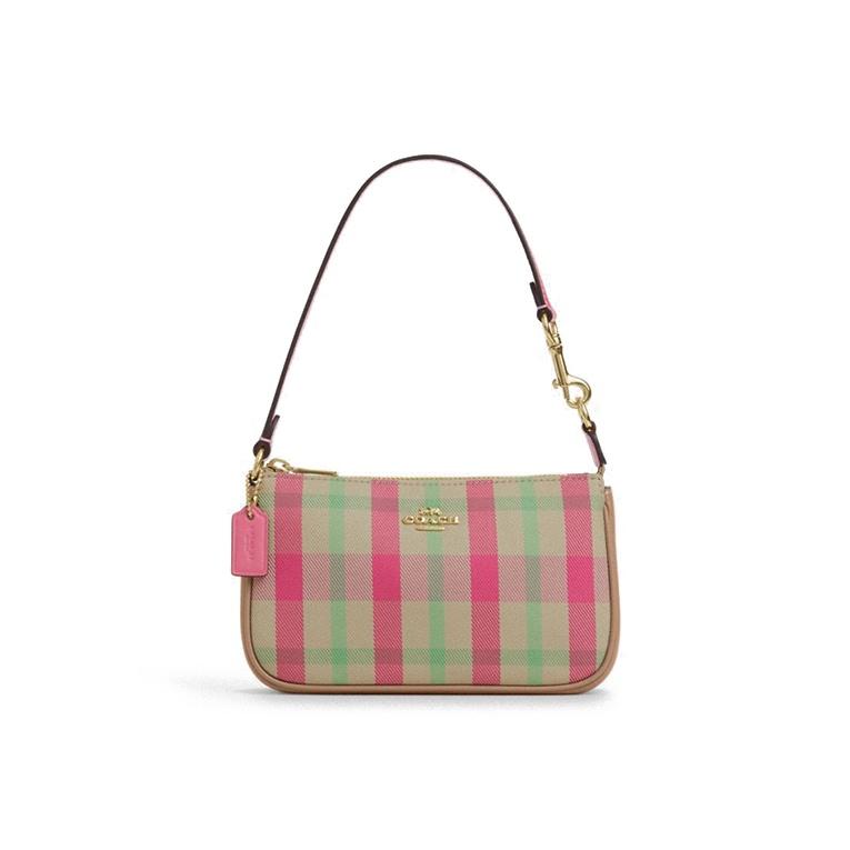 

Coach Nolita 19 Vintage Plaid Zipper Closure Fabric Handbag Small Women handbags Pink CBK65-IMPMC Basic Set (Bag+Dust Bag)