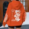 Felpe con cappuccio stampate con drago stile Harajuku, Casual stile giapponese, Sportive, Primavera Autunno, Felpa con cappuccio, Vintage, Unisex