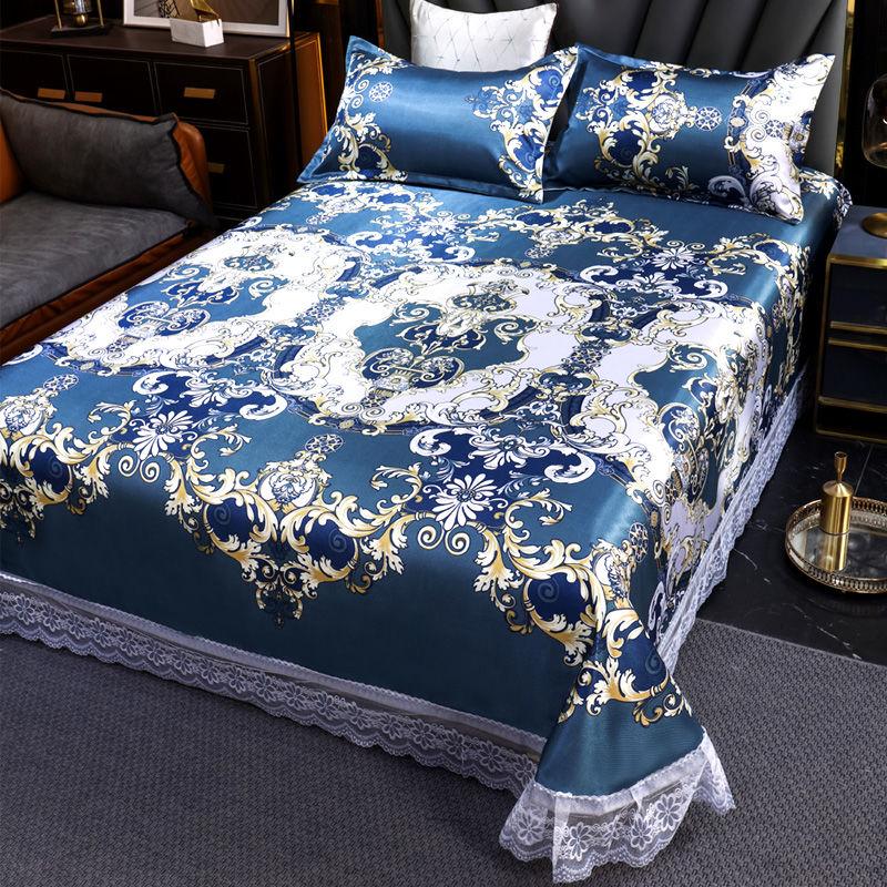 Kleur linnen laken Koel beddengoed Decoratie Machinewasbaar Glad bedsprei voor Queen Kingsize bed met kussenslopen 250x260cm