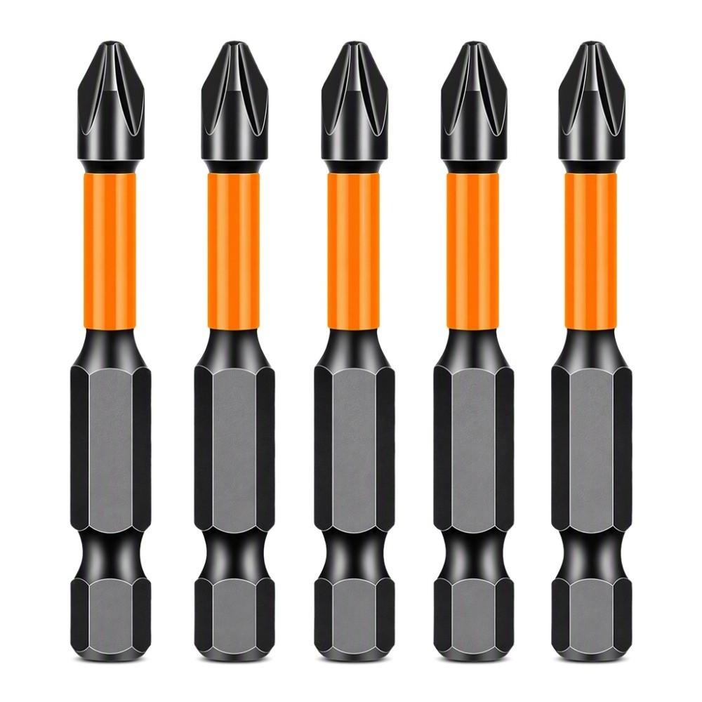 5pcs 1/4" Hex Shank Screwdriver Bit Set Anti-Slip Design Impact Ready Bits Industrial Repair