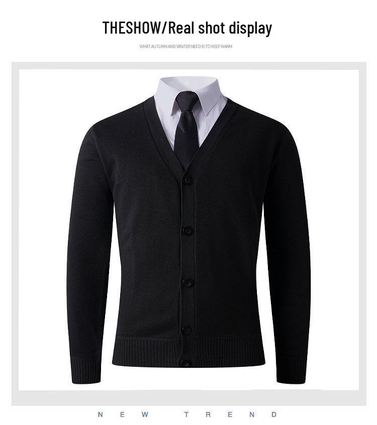 2025 Men's Winter V-neck Knit Cardigan: Casual, Warm, Thickened Base Layer
