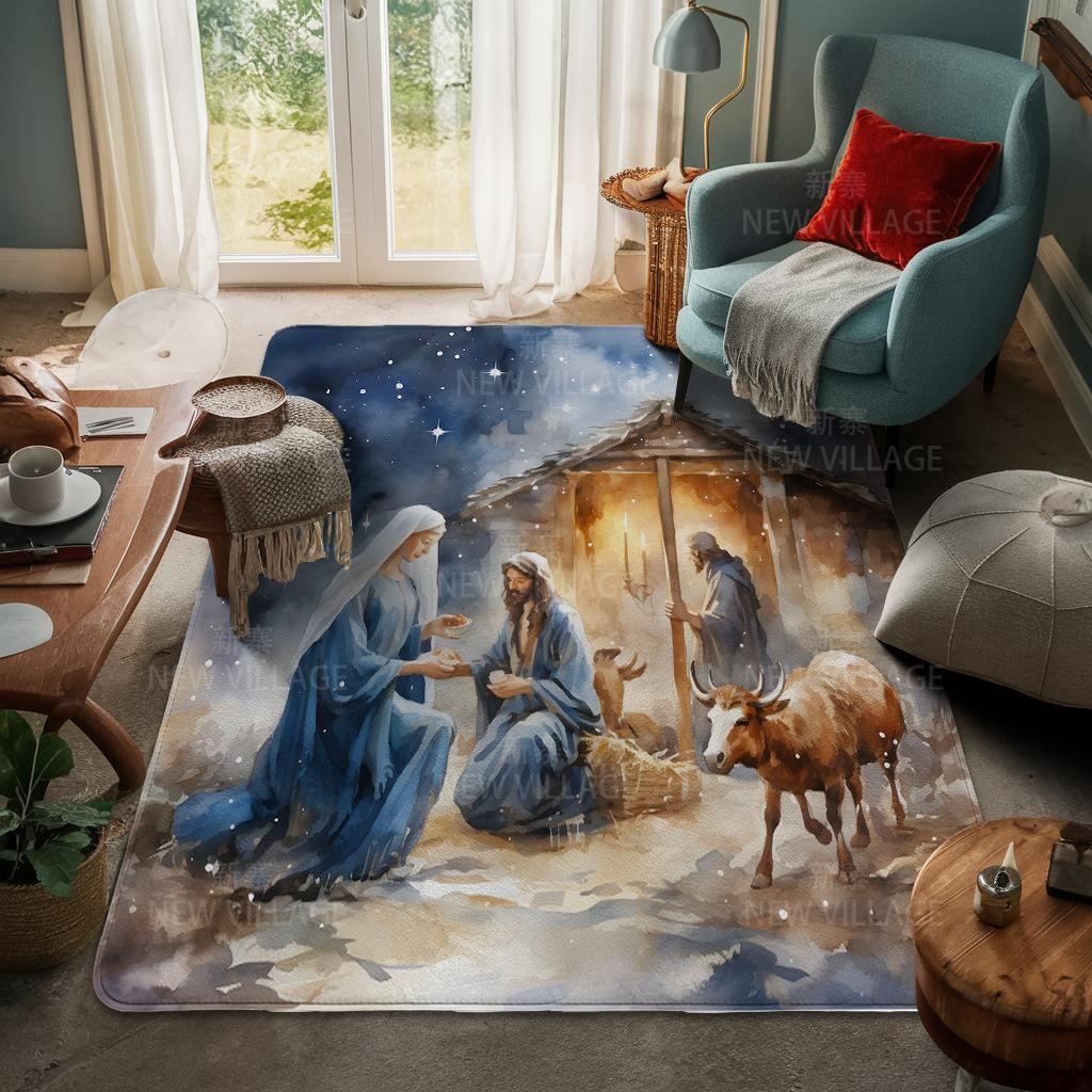 House Entrance Carpet Home Door Mat Living Room Bath Foot Bathroom Non-slip Water Absorption Rugs Bath Merry Christmas Winter
