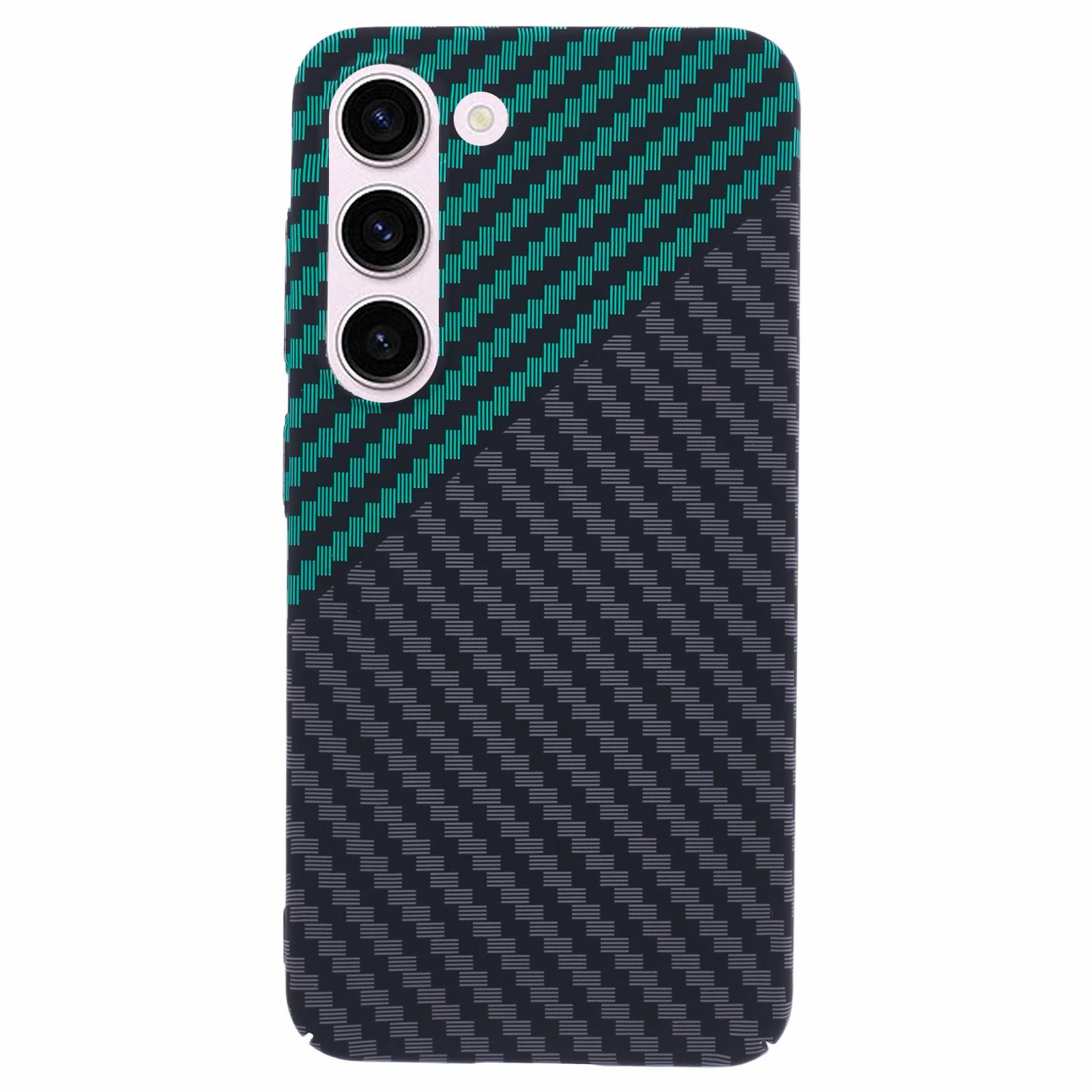 

Для Samsung Galaxy S24+ PC Case Carbon Fibre Texture Защитный чехол для телефона Black+Green
