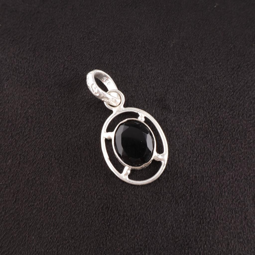 Oval Black Onyx Stone 925 Sterling Silver Root Chakra Wedding Gift New Pendant PP-6-17