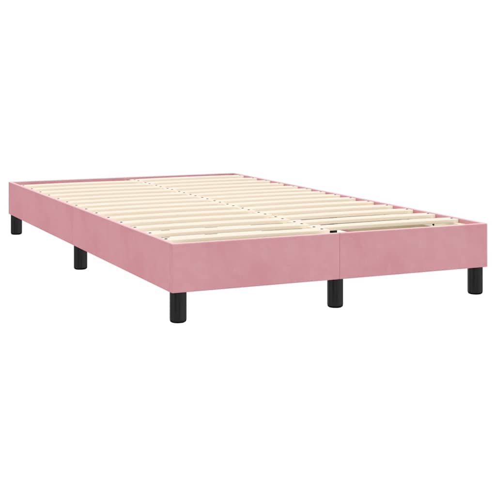 Box Spring Bed with Mattress & LED Lighting Pink 120 X 220 Cm Velvet