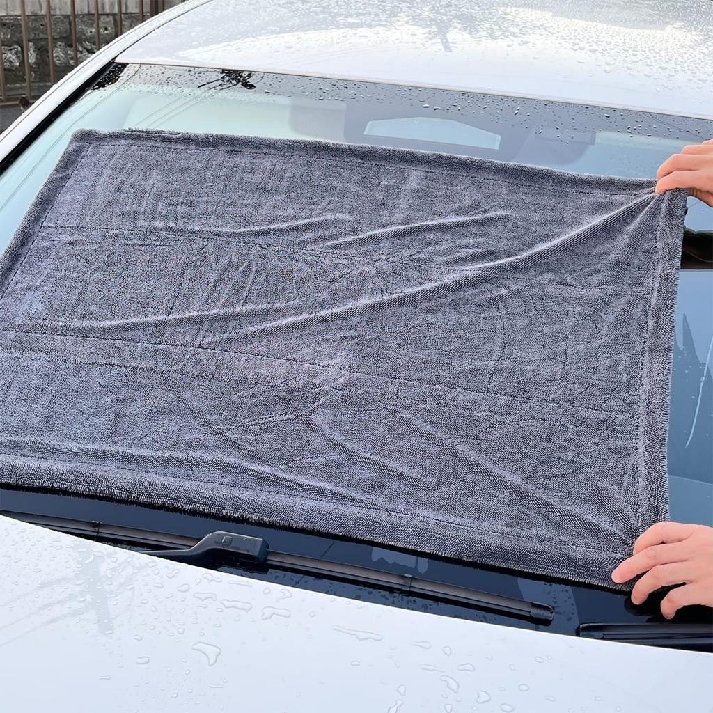 SHSCLY Microfiber Car Wash Super Absorbent Dryer 1 Sheet Towel, Cloth, Double-Sided, Large, Thick, Gray, 90x60cm,