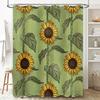 Vintage Sunflower Shower Curtain With Green Background Decorative Waterproof Fabric For Bathroom Accessories Perfect Gift Idea