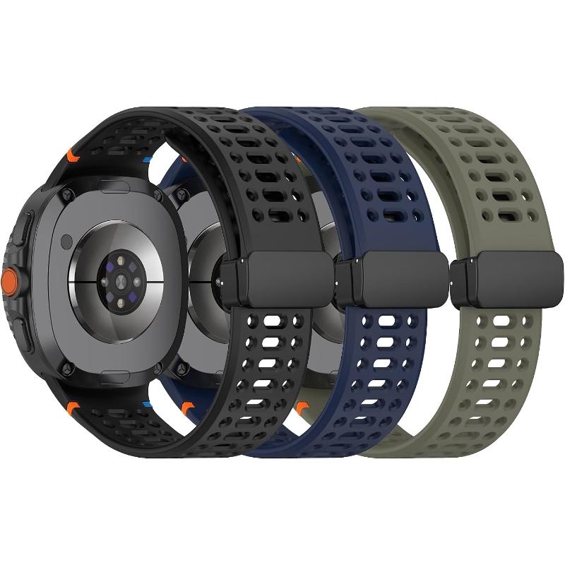 Silicone Sport Replacement Straps For Samsung Galaxy Watch 8 Classic / Watch 8 40mm 44mm, Magnetic Folding Clasp ,3-Piece
