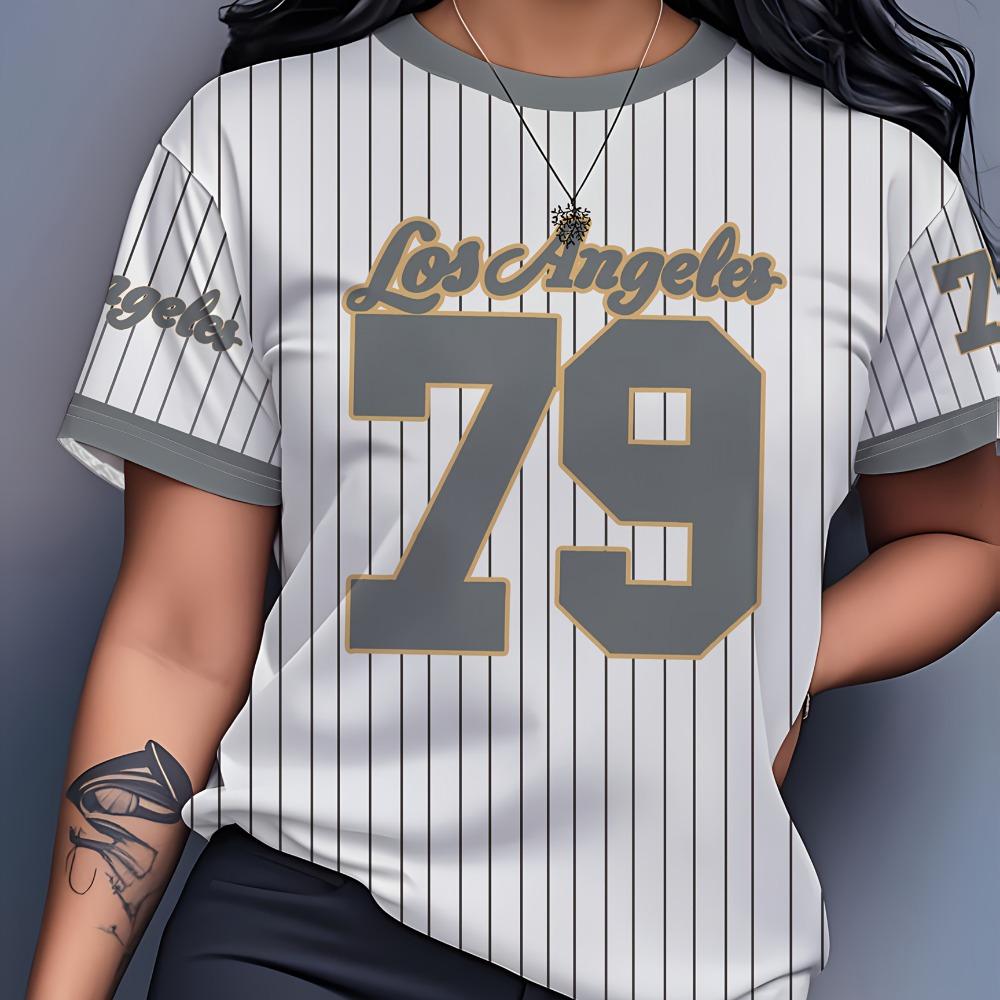

Women s Los Angeles 79 Soft Breathable Pattern T-Shirt Sports Fashion Casual Quick-Drying Short-Sleeved Summer Women s Clothing 3XL