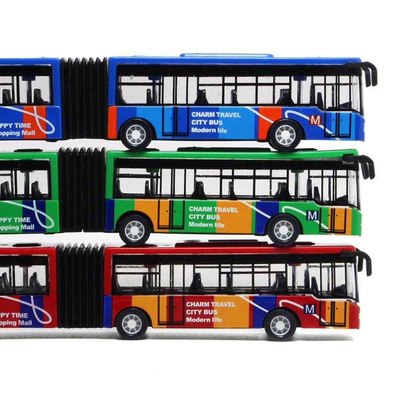 Alloy Double Section Extended Mini Bus Small Pull Back Children's Toy Bus Toy