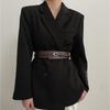 Wide Waistband Double Strap Belt with Retro Metal Buckle for Women - Leather Accessory for Autumn/Winter Coats & Suits