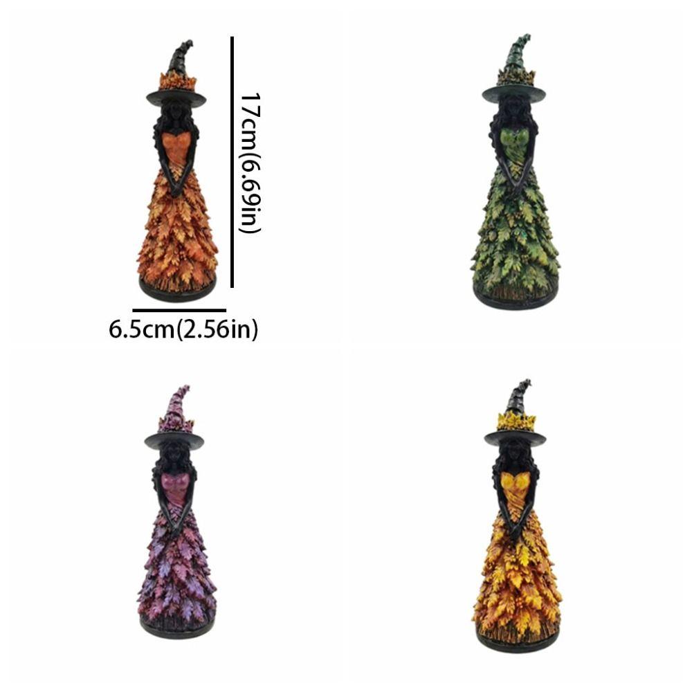 Leaf Gown Halloween Witch Statue Vintage Leaf Witch Resin Ornament Halloween Harvest