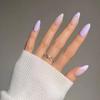 Almond Short Nail Art Wear Nail Purple Flower French Patch Nail Patch False Finger Sticker Extension Nail