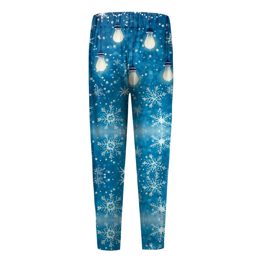 Women's Casual Outdoor Christmas Pattern Slim Fitting Elastic Yoga Pants Cropped Pants