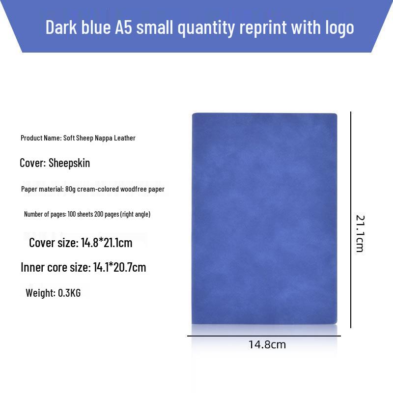 A5/B5 Sheepskin Leather Notebook with Custom Logo for Business Meetings - Personalizable Name Printing Available