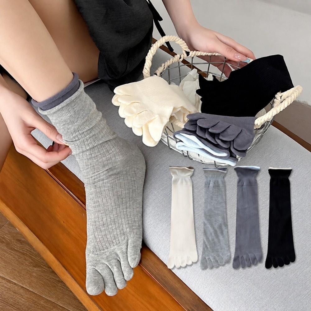 Solid Color Split Toe Socks Double-layer Two-toed Socks New Flip Flop Socks For Women