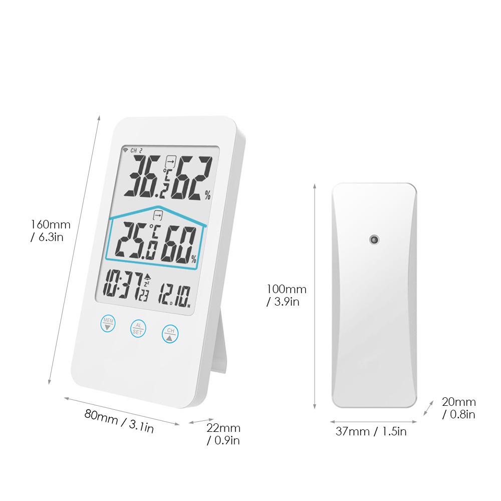 Digital Wireless Indoor Outdoor Thermometer with Remote Sensor 98ft/ 30m Thermohygrometer Temperature Humidity Monitor with Touch Buttons and Backlig