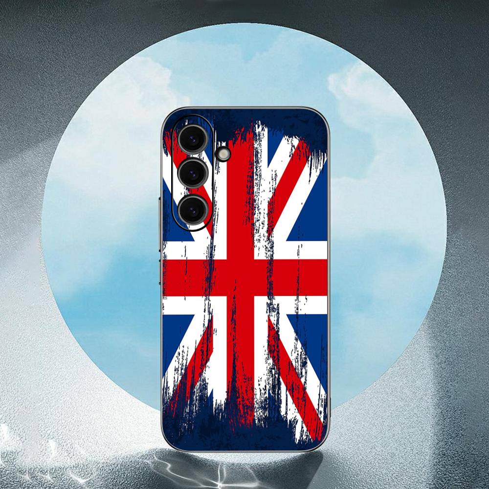 Uk Flag For Samsung Galaxy S25 S24 S23 Ultra S22 S21 Plus S20 Black Soft Silicone Protective Case