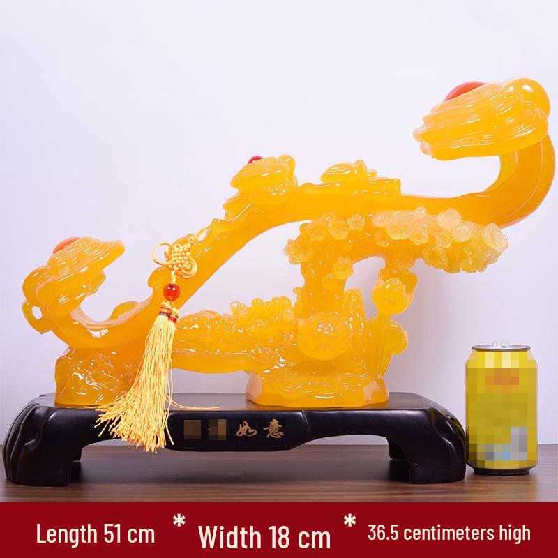 Yellow Jade Ruyi Ornament for Living Room or Wine Cabinet - Housewarming or Company Opening Gift