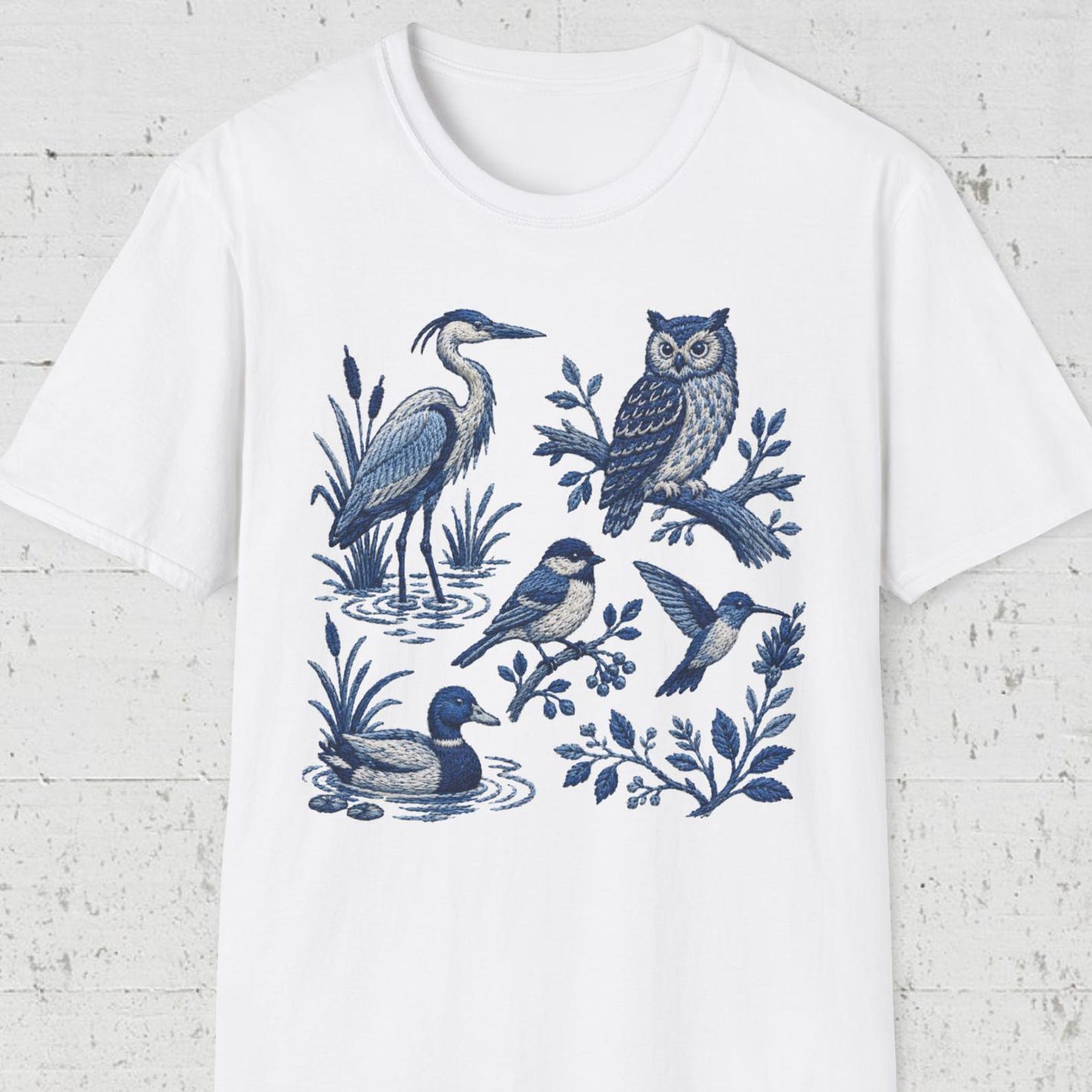 Bird Lover T shirt, Heron Owl Tee, Birdwatching Shirt, Blue Bird Tee, Nature Watcher Shirt, Wildlife Lover T shirt S