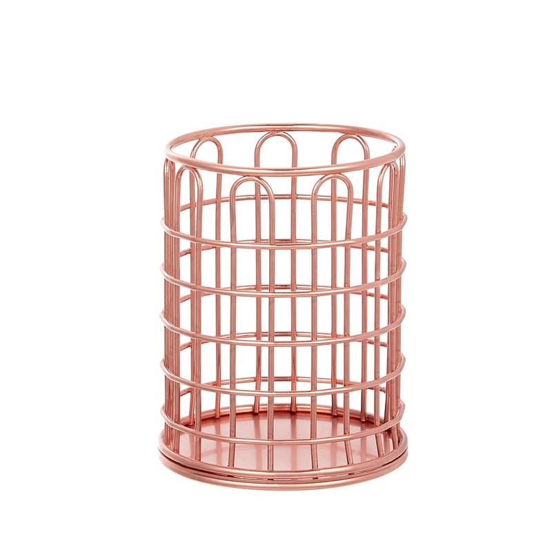Metal Desk Organizer Pen Holder Storage Basket Office School Makeup Brushes Nordic Style Iron Wire Mesh Container