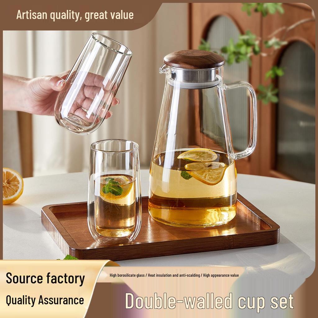 Insulated Double-Layer Glass Tea Cup Set: High-Temperature Resistant, Anti-Scald, Large Capacity for Home & Guest Use