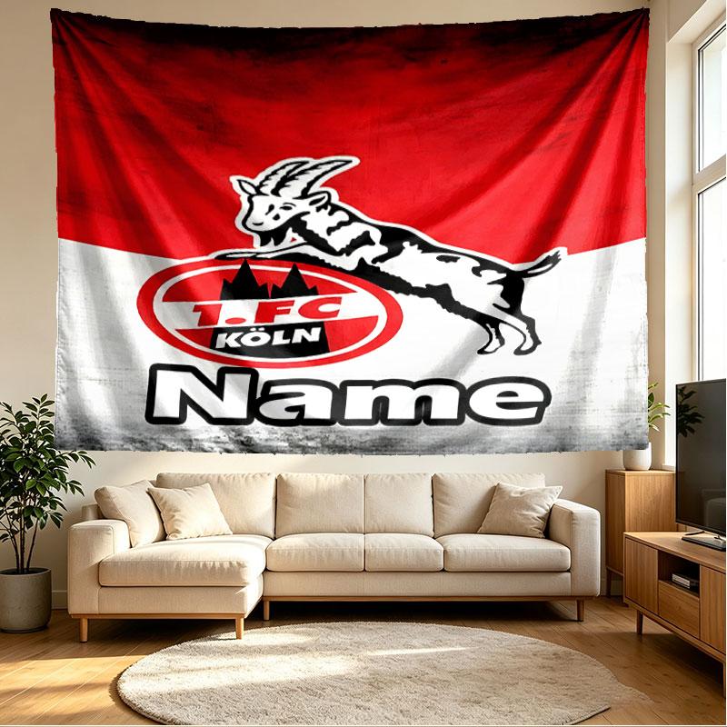 Custom Name Personalized FC Koln Print Tapestry, Wall Art Decor, Bedroom, Dorm, Apartment, LivingRoom, Party Backdrop, Gift for Birthday