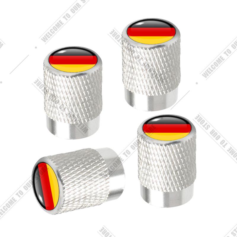 Cqdjvy1 Auto CNC Aluminium Duitsland Italië Frankrijk Driekleurige Vlag Embleem Voor Citroen Peugeot Fiat Kia 4 stuks Bandenventiel Luchtpoort Stuurpen Afdekdoppen
