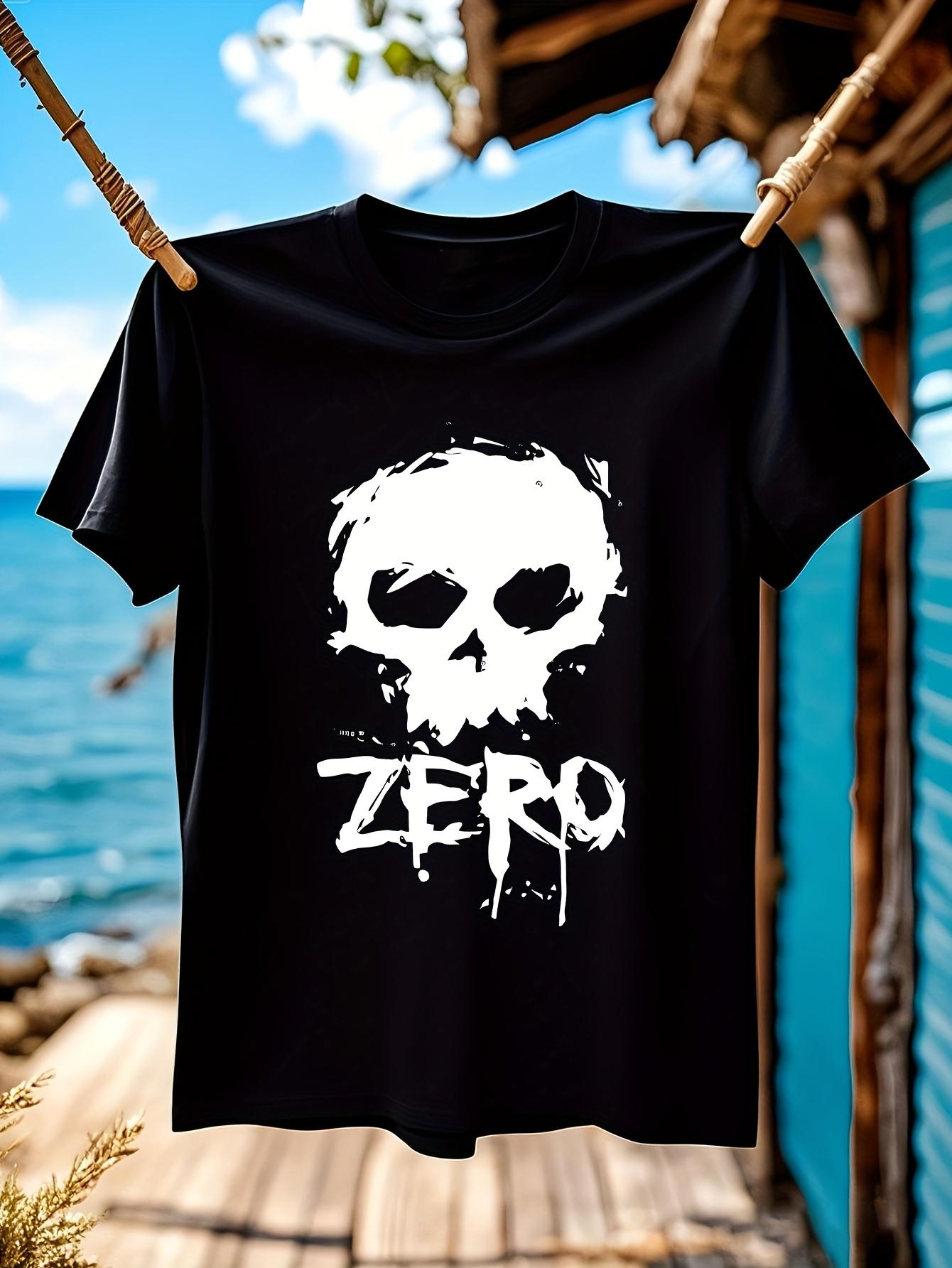 Black Graphic Tshirt Graphic Tshirt - Edgy Skull ZERO Tex... XXXL