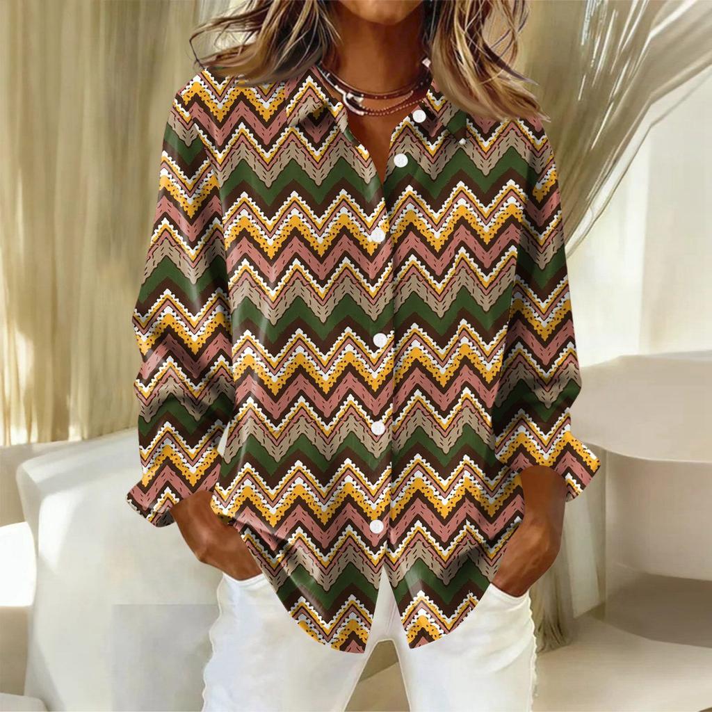 Dámská košile s knoflíky s květinovým potiskem, ležérní košile s dlouhým rukávem, halenky, ležérní základní topy plus size