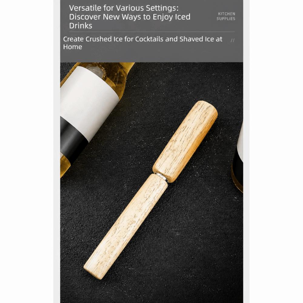 Stainless Steel Ice Shaver Wooden Handle Ice Shaper Bar Whiskey Ice Tool Crusher Tool