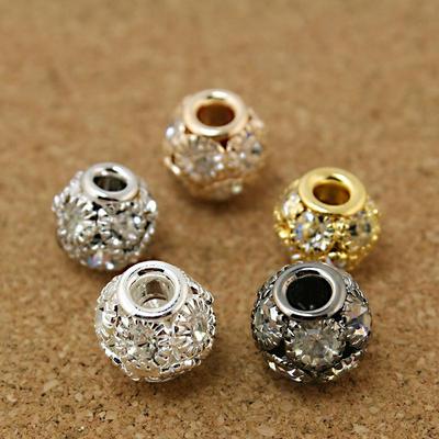 2Pcs 9*10mm Diamonds Edge Big Hole Metal Round Beads For Jewelry Making DIY Bracelet Necklace Earring