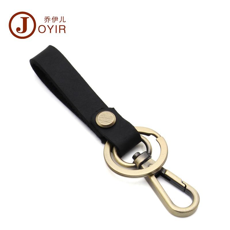 

New leather keychain men s versatile accessories small bag buckle niche retro style first layer cowhide car