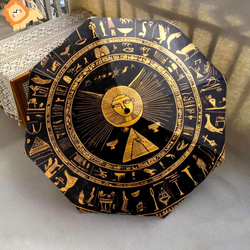 Golden Totem pattern, automatic folding umbrella, portable and foldable design, 8 ribs, a Christmas or birthday gift.