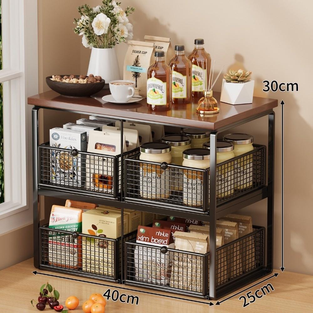 Multi-Layer Metal Storage Rack Solid Wood