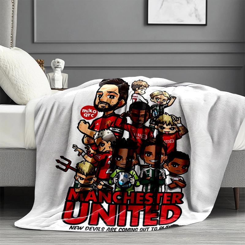 Manchester United F.C. Decke mit Aufdruck - Weich & Bequem, für Schlafzimmer, Reise, Sofa, Heimdekoration - Geburtstags-Weihnachtsgeschenk für Freunde