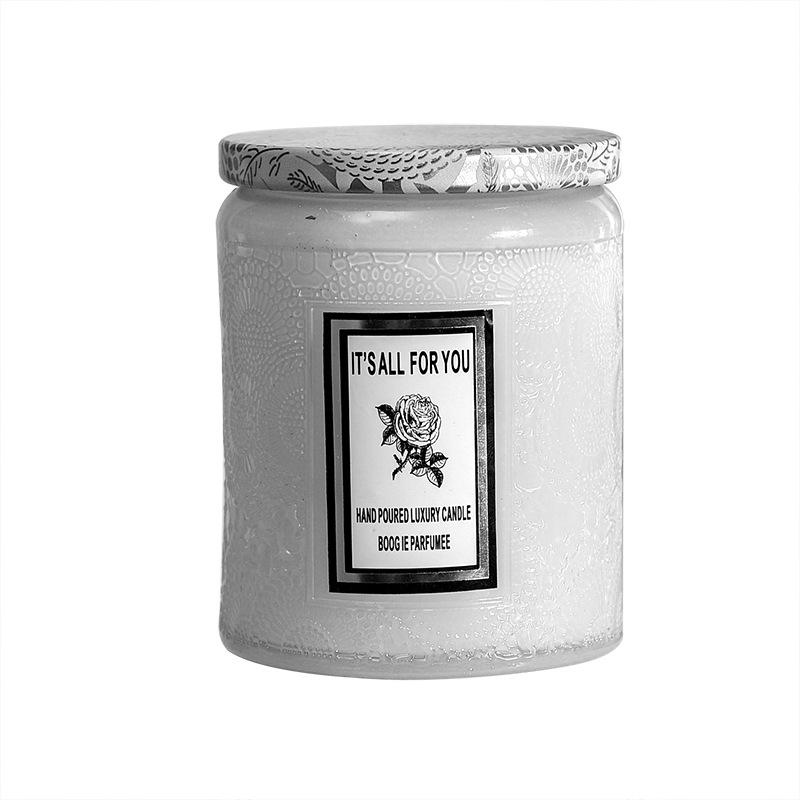 Embossed Glass Cup Aromatherapy Candle Gift Set - Smokeless & Creative Festival Souvenir