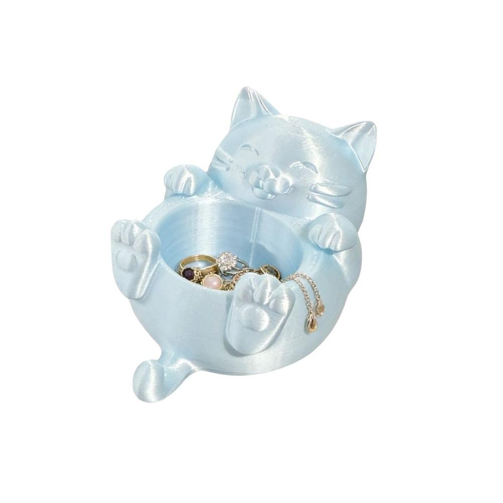 Cute 3D Printed Trinket Holder Plastic Jewelry Storage Box Modern Lucky Cat Storage Box Office