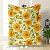Bright Yellow Sunflowers and Green Leaves On a Cream Background. for All Seasons Blanket Lunch Break Throw Gift