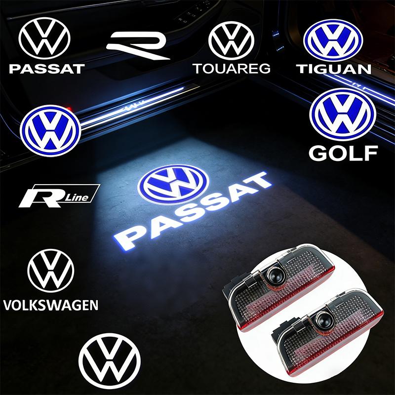 2Pc For Volkswagen VW Passat CC Lamando Touran Touareg Golf Tiguan Decoration Badge Car HD Projector Lamp Door Welcome Light LED
