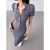European & American Fishtail Knit Dress: Women's Summer Slim Fit Polo with Short Sleeves and Hip Wrap Skirt