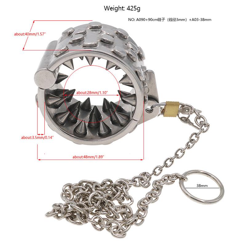 Stainless Steel Piercing Ring Pendant Men's Egg Walking Sex Toys Training Tools with 90cm Chain Game Female