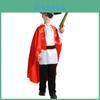 Klassisches Karibik-Piratenkostüm für Kinder mit leuchtend rotem Umhang und weichem Polyesterstoff