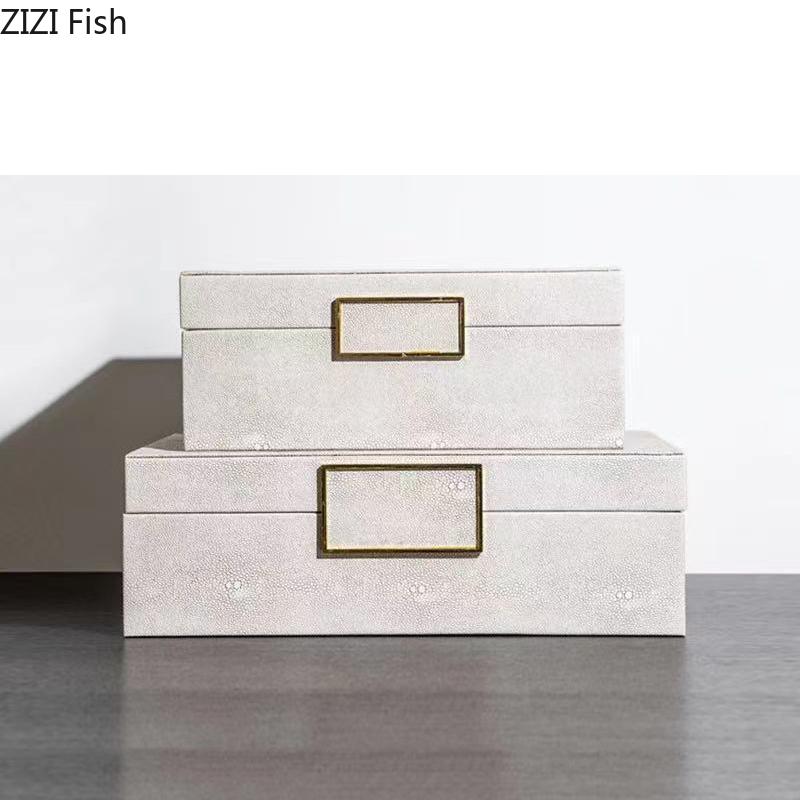 Square Buckle Jewelry Boxes Minimalist Leather Cosmetic Jar Dresser Table Desk Decoration Home Exquisite Jewelry Storage Jar