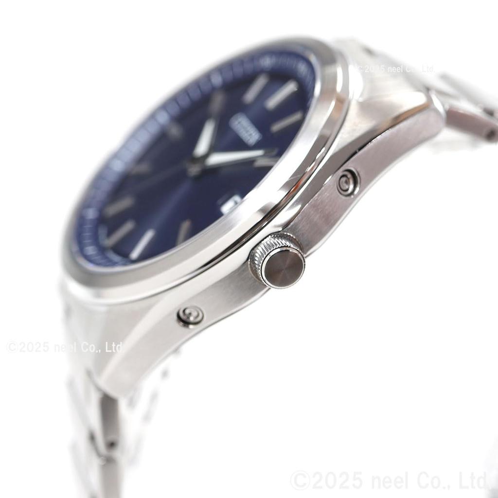 Citizen Silber und Blau AS1080-65L Herren Lichtbetriebene Eco-Drive Funkuhr, Wasserdicht,