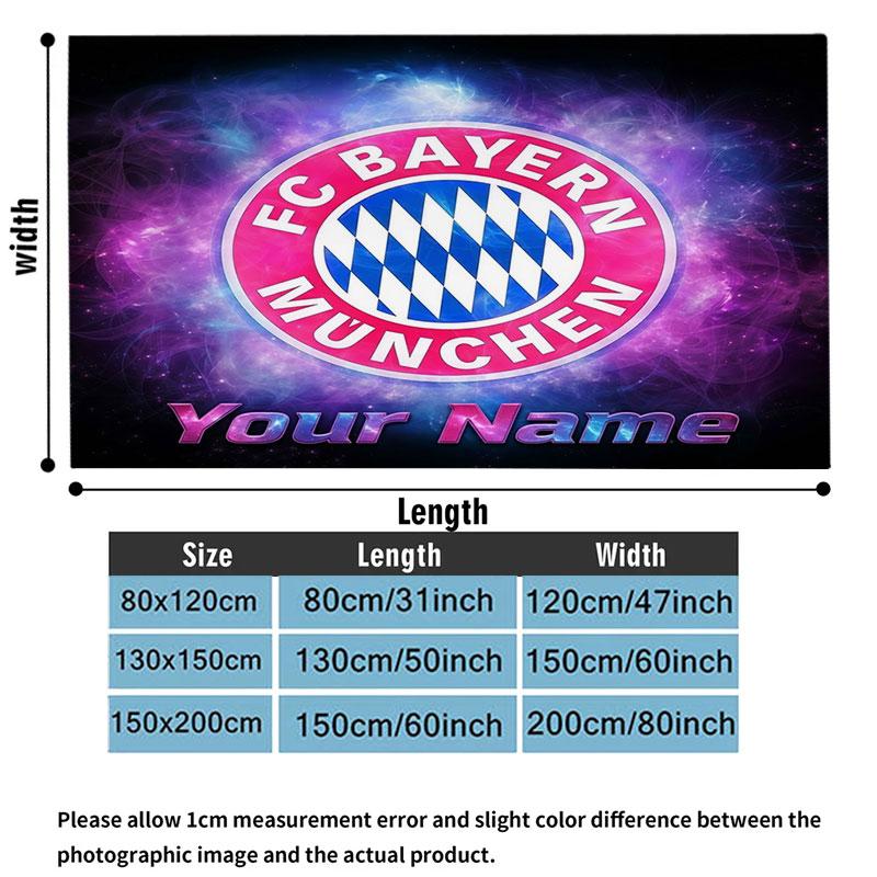 1PC FC Bayern Munchen Custom Name Patterned Flannel Blanket Suitable For All Seasons for Home Decor Warmth and Comfort Gifts Holiday Present