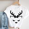 Cartoon Rudolph Reindeer Snowflake Print T Shirt Women Merry Christmas Holiday Short Sleeve Top