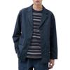 UNIQLO Solid Textured Single-Breasted Lapel Jacket Men jackets Dark-Blue 467024-68